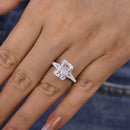 Stylishwe  4.0カラット  ホワイトゴールド ラディアントカット スターリング シルバー婚約指輪