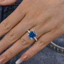 Stylishwe  4.5カラット  ホワイトゴールド エメラルドカット サファイア婚約指輪