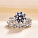 Stylishwe  4.0カラット クリア ラウンドカット 指輪セット