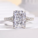 Stylishwe  4.0カラット  ホワイトゴールド ラディアントカット スターリング シルバー婚約指輪