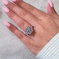 Stylishwe 5.0カラットホワイトゴールド クラッシュアイス ラディアントカット スリーストーン 婚約指輪