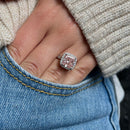 Stylishwe  3.0カラット ラディアントカット ピンクサファイア レディース 婚約指輪