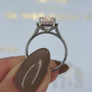 Stylishwe  3.8カラット クッションカット ピンクサファイア レディース 婚約指輪