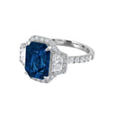 Stylishwe  3.0カラット  3ストーン ホワイトゴールド クッションカット サファイア婚約指輪