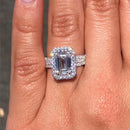 Stylishwe  3.0カラット スパークル ホワイトゴールド エメラルドカット 婚約指輪