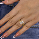 Stylishwe  3.5カラット イエローゴールド クッションカット 婚約指輪