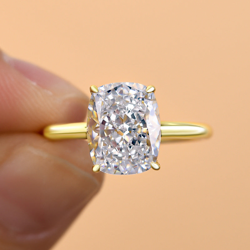 Stylishwe  3.5カラット イエローゴールド クッションカット 婚約指輪