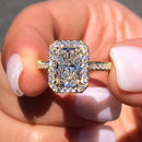 Stylishwe  3.5カラット エレガント イエローゴールド ラディアントカット 婚約指輪