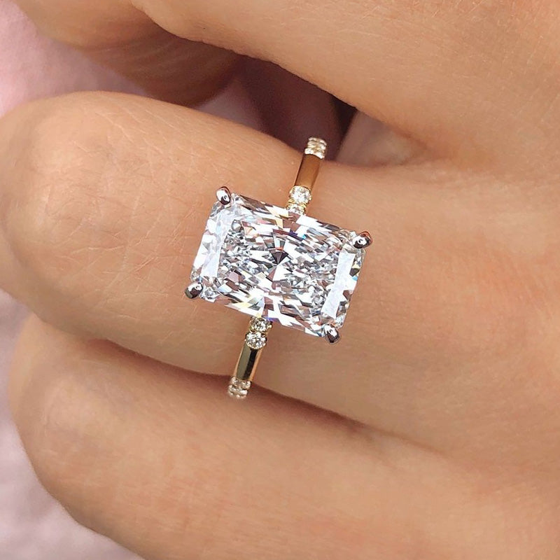 Stylishwe  4.0カラット  イエローゴールド ラディアントカット 婚約指輪