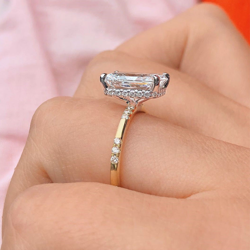 Stylishwe  4.0カラット  イエローゴールド ラディアントカット 婚約指輪