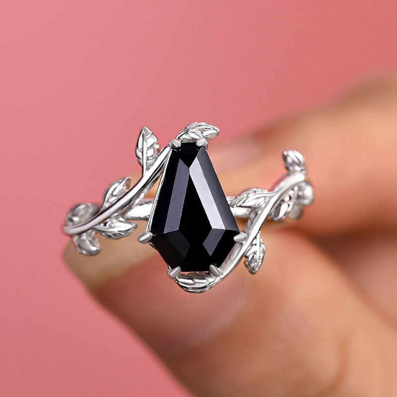 Stylishwe 2.5カラット ホワイトゴールド ブラックストーン 婚約指輪