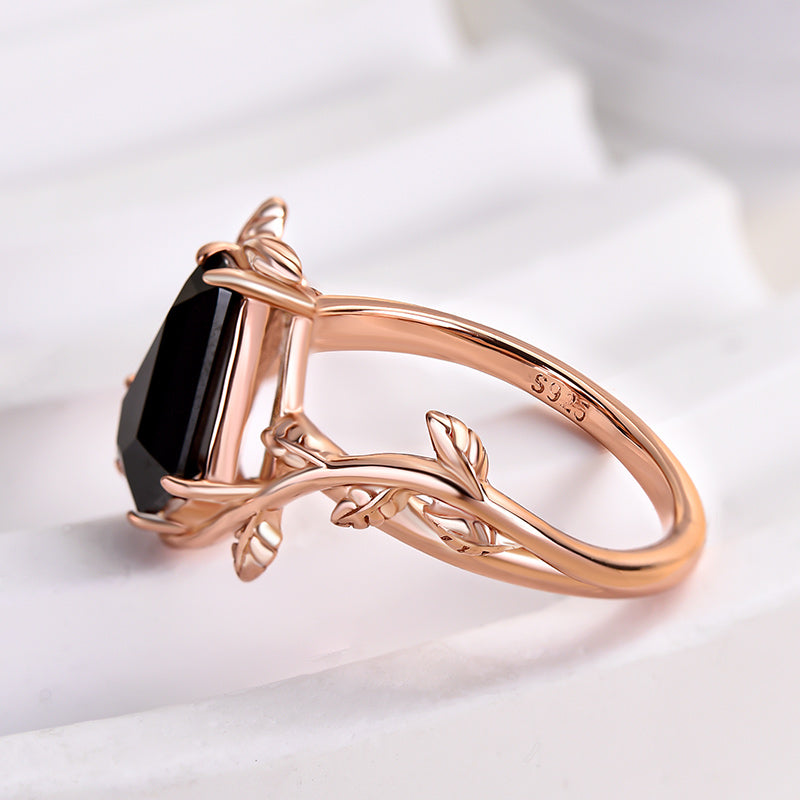 Stylishwe 2.5カラット ホワイトゴールド ブラックストーン 婚約指輪