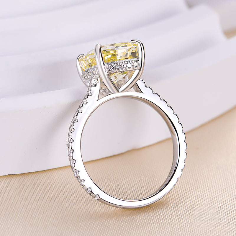 Stylishwe  4.5カラット イエローサファイア クッションカット 婚約指輪