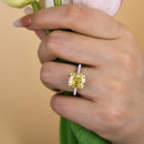 Stylishwe  4.5カラット イエローサファイア クッションカット 婚約指輪