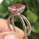 Stylishwe  4.5カラット ホワイトゴールド エメラルドカット パパラチア婚約指輪