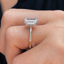 Stylishwe  6.0カラット 豪華 イエローゴールド エメラルドカット 婚約指輪