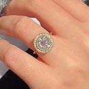 Stylishwe  3.0カラット イエローゴールド ラウンドカット 婚約指輪