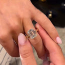 Stylishwe  7.0カラット ゴージャス イエローゴールド エメラルドカット 婚約指輪