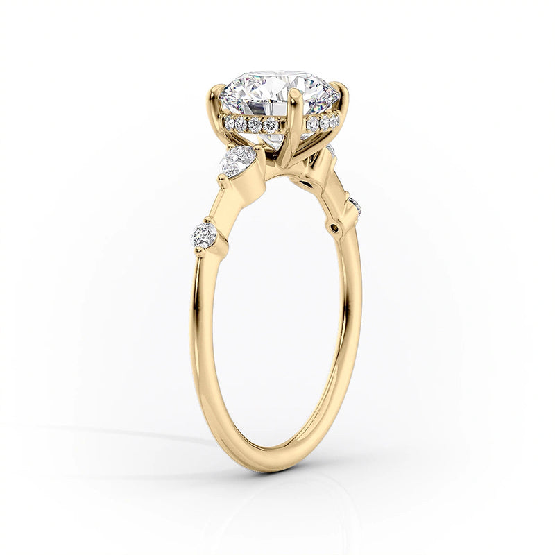 Stylishwe  3.5カラット イエローゴールド ペアカット 婚約指輪