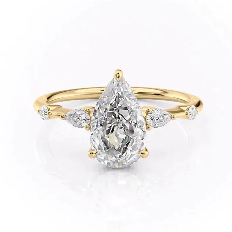 Stylishwe  3.5カラット イエローゴールド ペアカット 婚約指輪