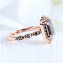 Stylishwe  1.75カラット ピンクゴールド ラディアントカット ブラックストーン 婚約指輪