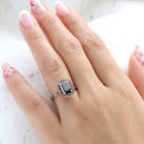 Stylishwe  1.75カラット ピンクゴールド ラディアントカット ブラックストーン 婚約指輪