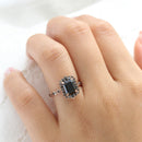 Stylishwe  1.75カラット ピンクゴールド ラディアントカット ブラックストーン 婚約指輪