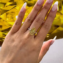 Stylishwe  5.0カラット イエローサファイア ペアカット婚約指輪