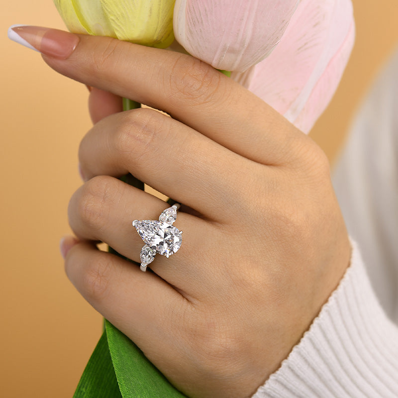 Stylishwe  3.5カラット ペアカット ホワイトゴールド 婚約指輪