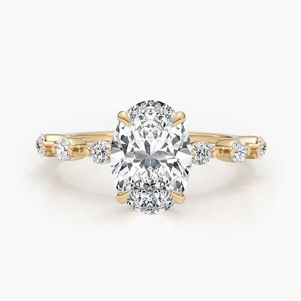 Stylishwe  3.5カラット イエローゴールド オーバルカット クリア婚約指輪