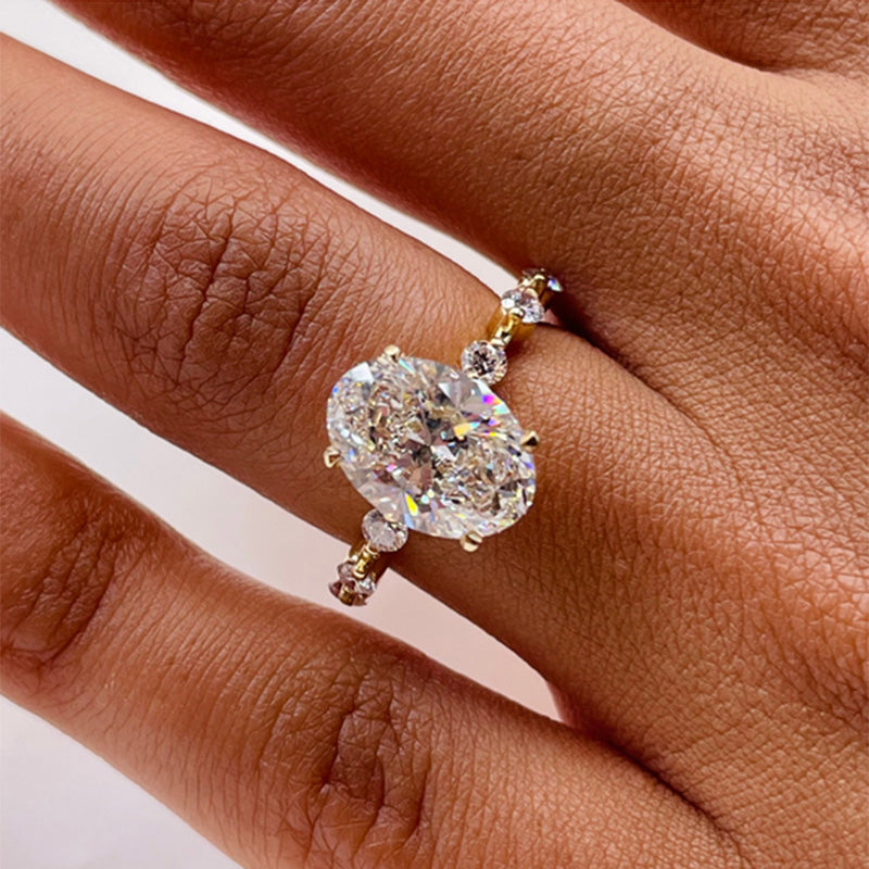 Stylishwe  3.5カラット イエローゴールド オーバルカット クリア婚約指輪