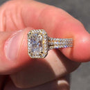 Stylishwe  3.3カラット スパークル ホワイトゴールド ラディアントカット スターリング シルバー婚約指輪