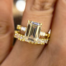 Stylishwe  3.0カラット 可愛くて上品 イエローゴールド エメラルドカット 指輪セット