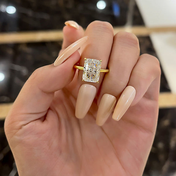 Stylishwe ゴージャス 5.5カラット イエローゴールド 婚約指輪 スターリングシルバー