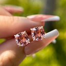 Stylishwe  1.5カラット クッションカット モルガナイトピンク  スタッド ピアス