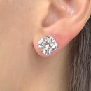Stylishwe  エレガント クッションカットホワイトゴールド スタッドピアス