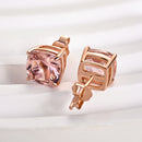 Stylishwe  1.5カラット クッションカット モルガナイトピンク  スタッド ピアス