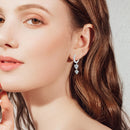 Stylishwe 0.8カラット ラウンドカット モアサナイト ドロップ ピアス