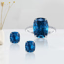 Stylishwe  2PC モンタナブルー クッションカット ジュエリーセット