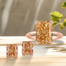 Stylishwe  2PC シャンパン ラディアントカット ジュエリーセット