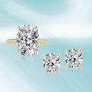 Stylishwe  2PC イエローゴールド クッションカット ジュエリーセット