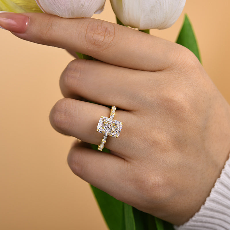 Stylishwe  3.5カラット  イエローゴールド ラディアントカット 婚約指輪