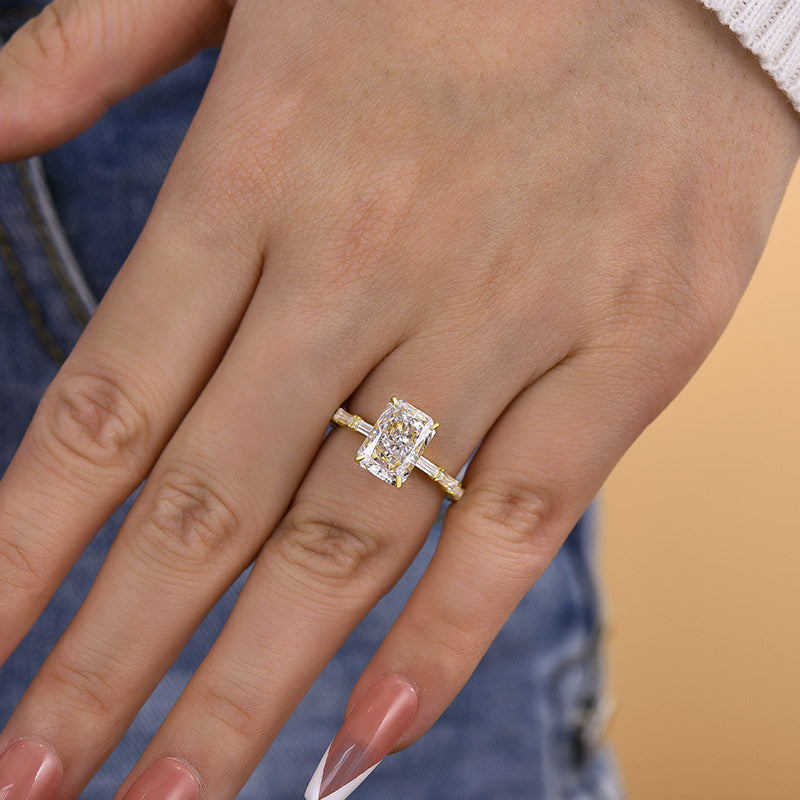 Stylishwe  3.5カラット  イエローゴールド ラディアントカット 婚約指輪