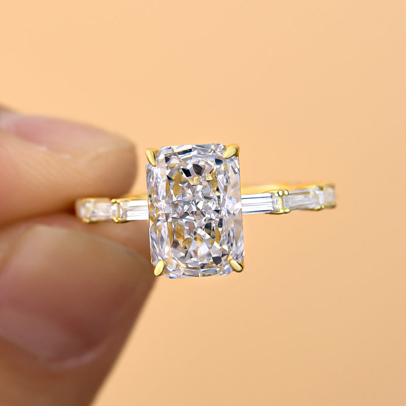 Stylishwe  3.5カラット  イエローゴールド ラディアントカット 婚約指輪