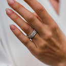 Stylishwe 5.0カラット 魅力的 ３列 ラウンドカット スターリングシルバー 結婚指輪