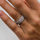 Stylishwe 5.0カラット 魅力的 ３列 ラウンドカット スターリングシルバー 結婚指輪