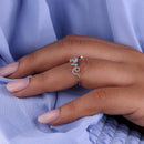 Stylishwe ユニークな文字 "love" ホワイトゴールド ラウンドカット結婚指輪