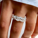 Stylishwe 4.0カラットホワイトゴールド オーバルカット  結婚指輪セット