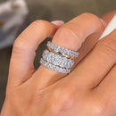 Stylishwe 9.5カラット ゴージャス オーバルカット 4PC 重ね付け 結婚指輪セット