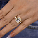 Stylishwe 2.5カラット エメラルドカット ヘイロー 婚約指輪